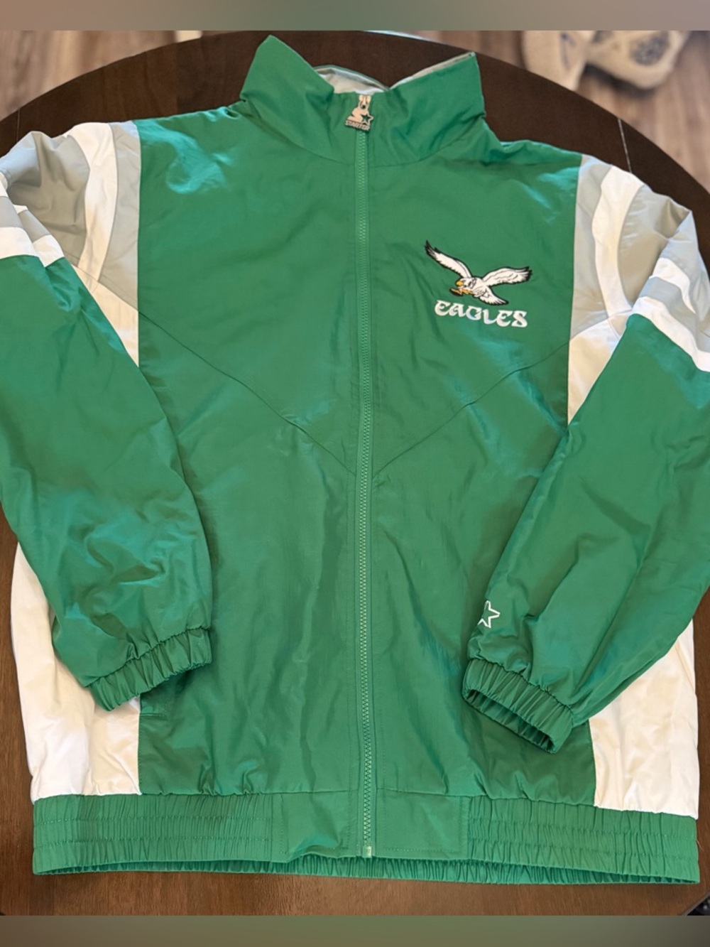 STARTER Philadelphia Eagles hooded Green and White Team Jacket